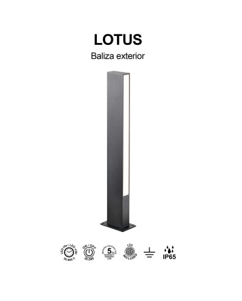 LOTUS * BOLARDO 60CM IP65 10W 3000K GRIS OSCURO